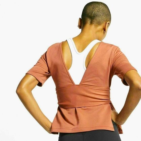 Nike Studio Yoga Wrap Top Dusty Peach Small XS - Picture 2 of 4